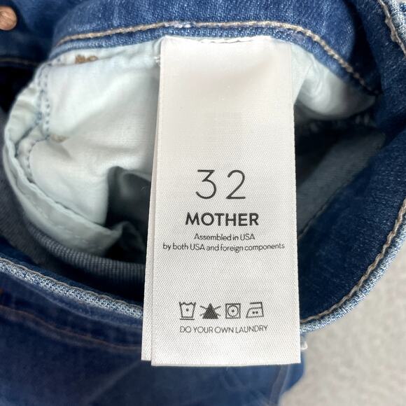 Mother The Hustler Ankle Fray Jeans Womens 32 Blue Wishful Drinking Casual - Picture 9 of 12